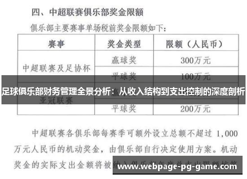 足球俱乐部财务管理全景分析：从收入结构到支出控制的深度剖析